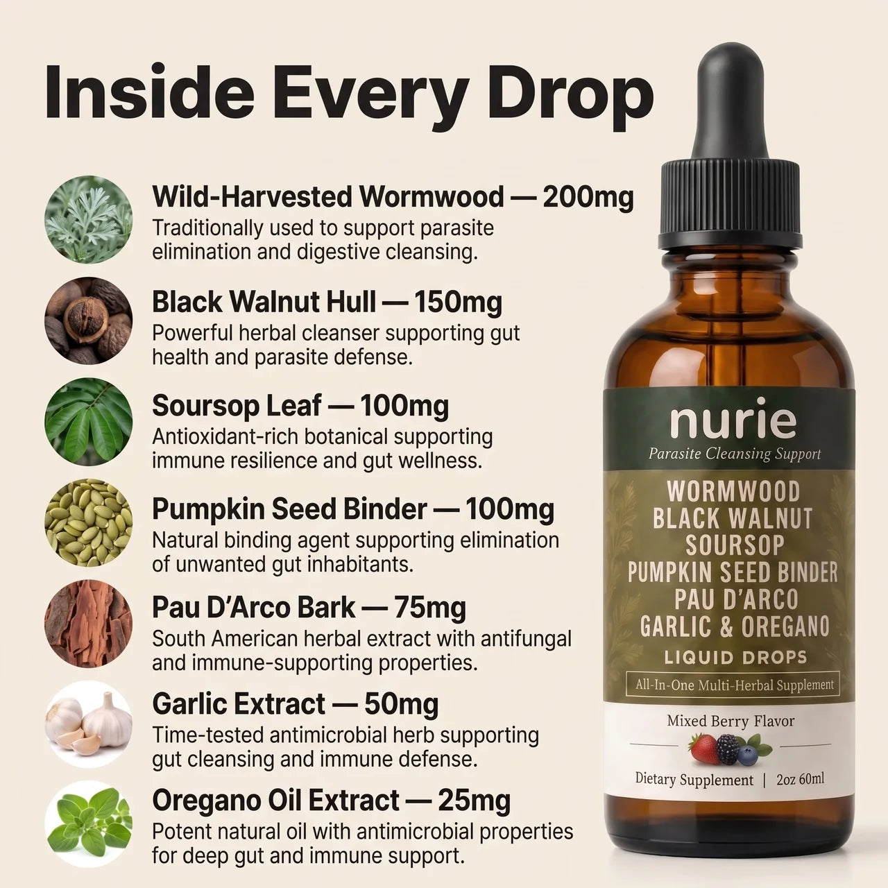 Nurie Wild-Harvested Wormwood Herbal Drops