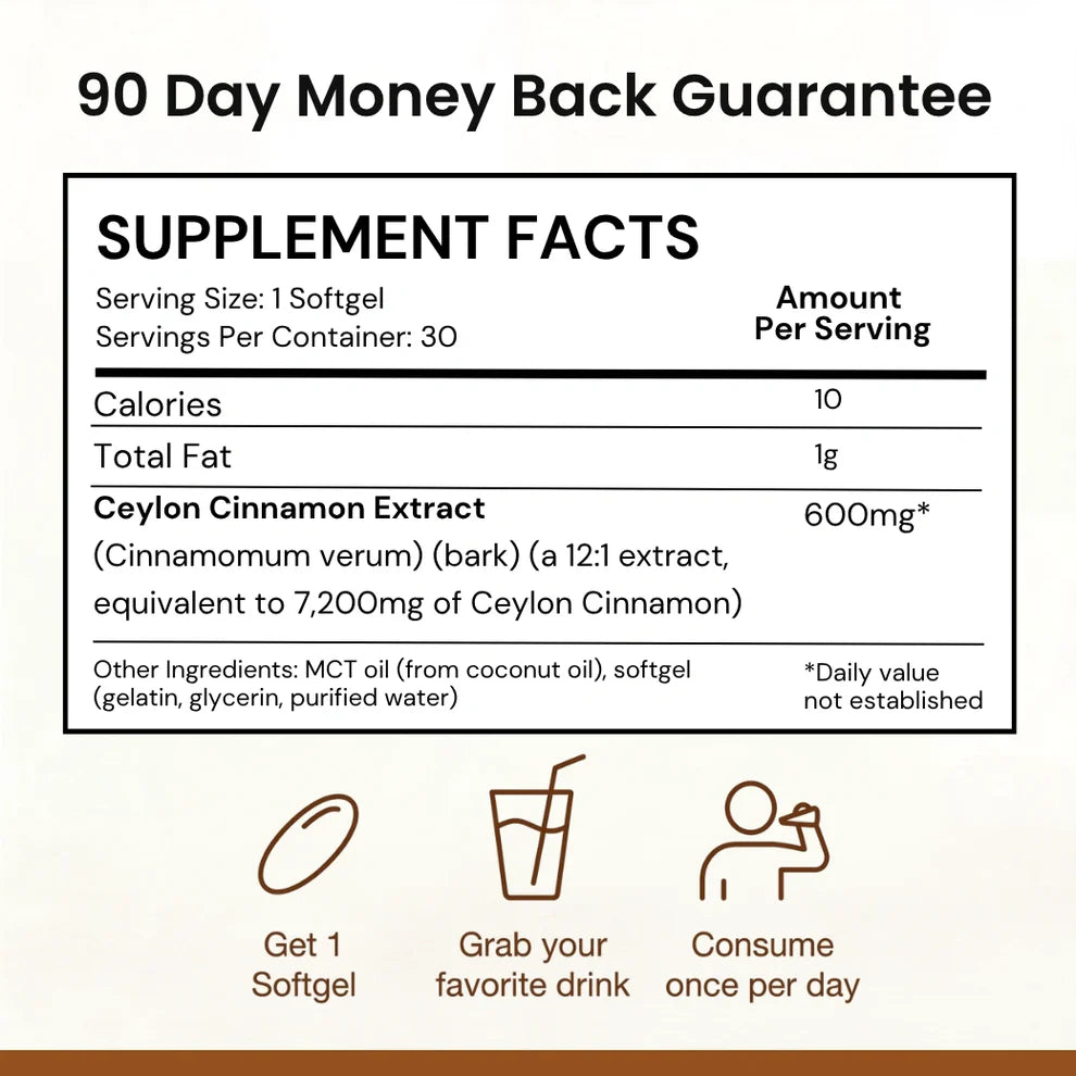 Ceylon Cinnamon 7200mg Equivalent with MCT Oil