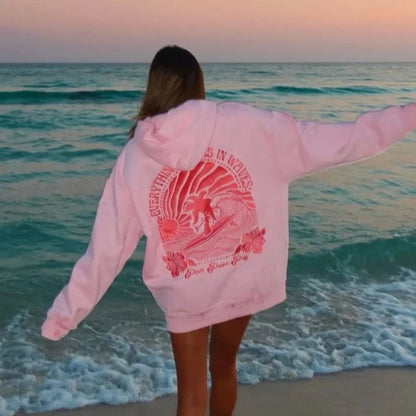 Viral Pink Palm Puff Hoodie